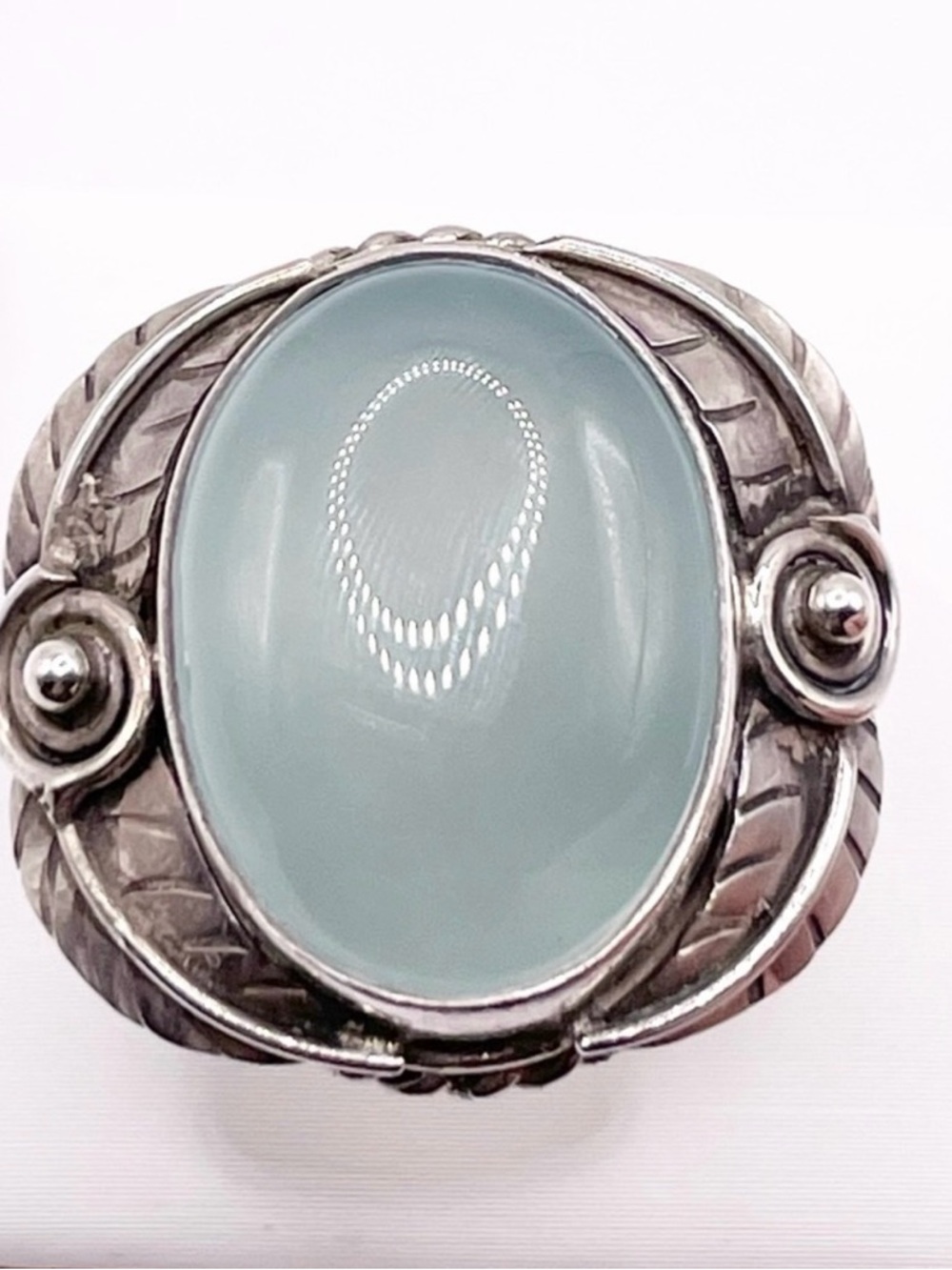 Size 7 Light Blue Chalcedony 925 Sterling Silver Ring